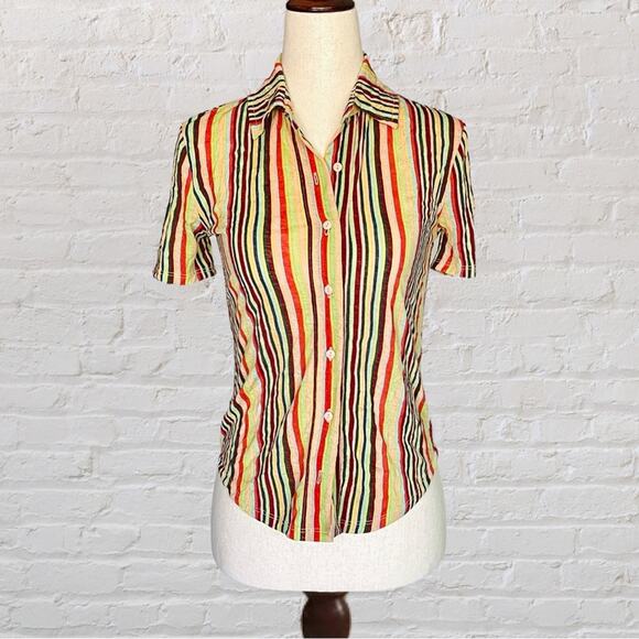 Urban Outfitters Sheer Striped Blouse XS 90s Chiffon Fall Aesthetic - Picture 5 of 9